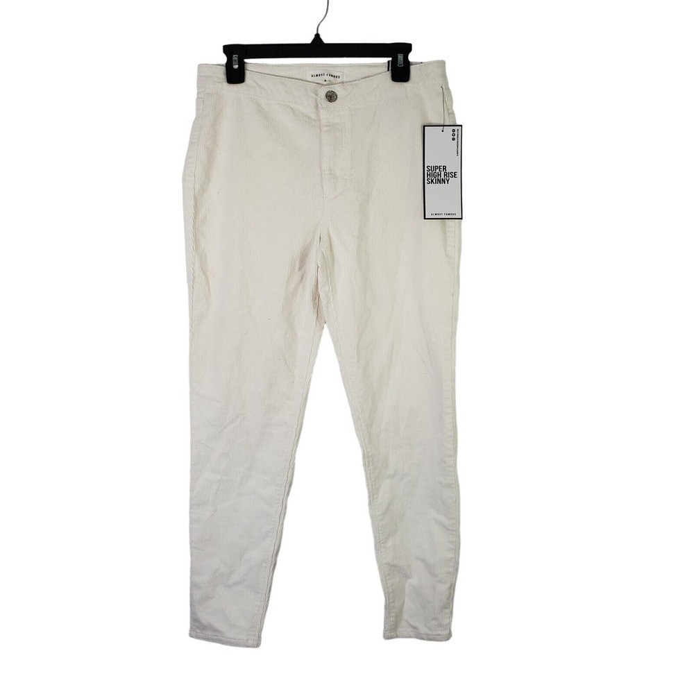 Almost Famous Juniors 9 Cream‎ Corduroy Super High Rise Skinny Jeans Holiday